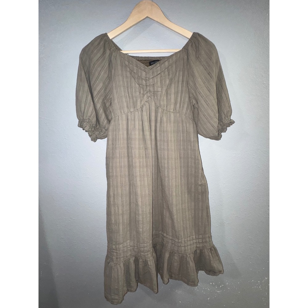 MIKAROSE‎ Womens Green Smocked Puff Sleeve Mini Dress Size S